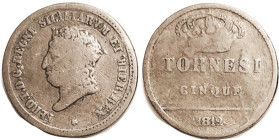 ITALY, Naples, 5 Tornesi, 1819, 31 mm, Ferdinand bust l./crown & lgnd; a decent VG. (KM F=$60)