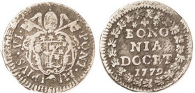 ITALY, Papal States, Bologna, Quattrino 1779, 21+ mm, arms/lgnd in wreath; AF decent.