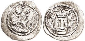 Peroz, 457-84, crown with wings; Darabgird, EF, strong strike with particularly good rev; bright silver. (A VF, same type & mint, brought $381, CNG eA...