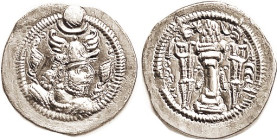 Peroz, 457-84, crown with wings, Istakhr mint, Choice EF, quite good strike for this, strong portrait & especially good rev; bright lustery silver. (A...