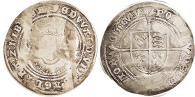 Edward VI, 1547-53, Shilling, S2482, Facing bust/shield on cross, mm Y, 32 mm; 2 straightened creases with resulting flattening, face flat, otherwise ...