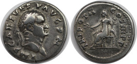 Römische Münzen, MÜNZEN DER RÖMISCHEN KAISERZEIT. Vespasianus (69-79 n. Chr). Denar 71 n. Chr. Rom. Silber. 3,19 g. 20 mm. Vs.: IMP CAES VESP AVG P M,...