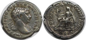 Römische Münzen, MÜNZEN DER RÖMISCHEN KAISERZEIT. Trajan (98-117 n. Chr). Denar 103-111 n. Chr. Rom. Silber. 3,03 g. 20 mm. Vs.: IMP TRAIANO AVG GER D...
