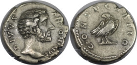 Römische Münzen, MÜNZEN DER RÖMISCHEN KAISERZEIT. Antoninus Pius (138-161 n. Chr.). Konsekrationsprägungen. Denarius 161 n. Chr., Roma. Posthum. (3,34...
