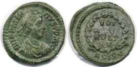 Römische Münzen, MÜNZEN DER RÖMISCHEN KAISERZEIT. Gratian (367-383 n. Chr). Ae 4. (1.29 g. 16.5 mm) Vs.: D N GRATIANVS PF AVG, Drapierte, Büste mit Pe...