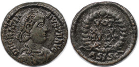 Römische Münzen, MÜNZEN DER RÖMISCHEN KAISERZEIT. Gratian (367-383 n. Chr). Ae 4. (1.74 g. 16 mm) Vs.: D N GRATIANVS PF AVG, Drapierte, Büste mit Perl...