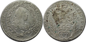 RDR – Habsburg – Österreich, RÖMISCH-DEUTSCHES REICH. Joseph II. (1765-1790). 20 Kreuzer 1772 C / EvS AS, Prag. Silber. Fast Vorzüglich, Flecken...