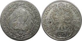 RDR – Habsburg – Österreich, RÖMISCH-DEUTSCHES REICH. Haus Habsburg. Josef II. als Mitregent (1765-1780). 20 Kreuzer 1780 B / SK PD, Kremnitz. Silber....