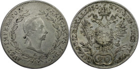 RDR – Habsburg – Österreich, KAISERREICH ÖSTERREICH. Franz I. (1804-1835). 20 Kreuzer 1830 A, Wien. Silber. KM 2145. Vorzüglich