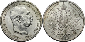 RDR – Habsburg – Österreich, KAISERREICH ÖSTERREICH. Österreich-Ungarn. Franz Joseph I. (1848-1916). 2 Kronen 1913. Jaeger 384. Silber. Fast Stempelgl...