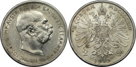 RDR – Habsburg – Österreich, KAISERREICH ÖSTERREICH. Österreich-Ungarn. Franz Joseph I. (1848-1916). 2 Kronen 1913. Jaeger 384. Silber. Fast Stempelgl...