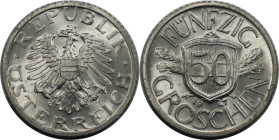 RDR – Habsburg – Österreich, REPUBLIK ÖSTERREICH. 50 Groschen 1947, Aluminium. KM 2870. Stempelglanz. Erhaltung!