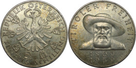 RDR – Habsburg – Österreich, REPUBLIK ÖSTERREICH. 150 Jahre Tiroler Freiheit. 50 Schilling 1959. Silber. KM 2888. Vorzüglich