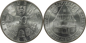 RDR – Habsburg – Österreich, REPUBLIK ÖSTERREICH. 500 Jahre Bummerlhaus in Steyr. 50 Schilling 1973. 20,0 g. 0.900 Silber. 0.58 OZ. KM 2916. Stempelgl...