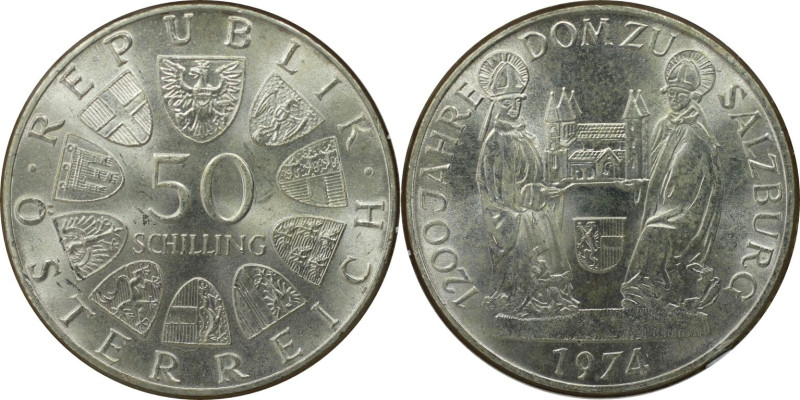 RDR – Habsburg – Österreich, REPUBLIK ÖSTERREICH. 1200 Jahre Dom zu Salzburg. 50...