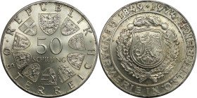RDR – Habsburg – Österreich, REPUBLIK ÖSTERREICH. 125 Jahre Gendarmerie in Österreich. 50 Schilling 1974. 20,0 g. 0.640 Silber. 0.41 OZ. KM 2920. Stem...