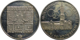 RDR – Habsburg – Österreich, REPUBLIK ÖSTERREICH. XII. Olympische Winterspiele, Innsbruck 1976. 100 Schilling 1975. 24,0 g. 0.640 Silber. 0.49 OZ. KM ...