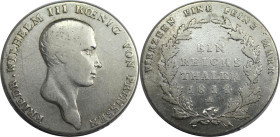 Altdeutsche Münzen und Medaillen, BRANDENBURG IN PREUSSEN. Friedrich Wilhelm III. (1797-1840). Taler 1814 A, Berlin. Silber. AKS 11. Sehr schön