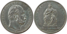 Altdeutsche Münzen und Medaillen, BRANDENBURG IN PREUSSEN. Wilhelm I. (1861-1888). Siegestaler 1871 A. Silber. AKS 118. Sehr schön