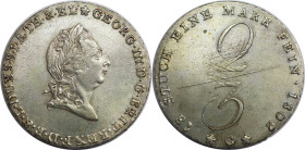 Altdeutsche Münzen und Medaillen, BRAUNSCHWEIG - LÜNEBURG - CALENBERG - HANNOVER. Georg III. (1760-1820). 2/3 Taler 1802 C, Hannover. Silber. 17,17 g....