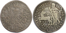 Altdeutsche Münzen und Medaillen, BRAUNSCHWEIG - WOLFENBÜTTEL. Julius (1568-1589). 1/2 Reichstaler 1588, Goslar. Halber Brillentaler. Silber. 14,29 g....