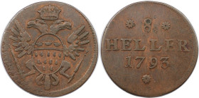 Altdeutsche Münzen und Medaillen, KÖLN. 8 Heller 1793. Kupfer. KM 446. Sehr schön+