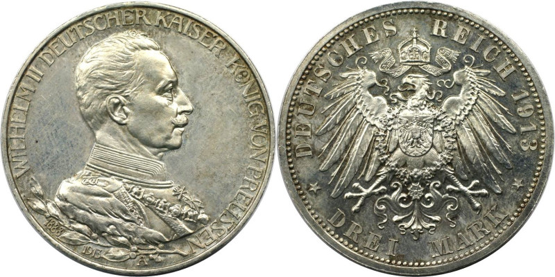 Deutsche Münzen und Medaillen ab 1871, REICHSSILBERMÜNZEN, Preußen. Wilhelm II. ...