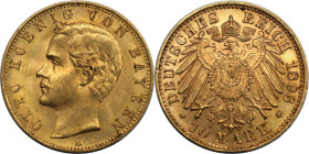Deutsche Münzen und Medaillen ab 1871, REICHSGOLDMÜNZEN, Bayern. Otto (1886-1913). 10 Mark 1893 D, München. Gold. 4,0 g. 19 mm. KM 911, Jaeger 199. Vo...