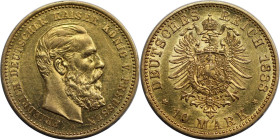 Deutsche Münzen und Medaillen ab 1871, REICHSGOLDMÜNZEN, Preußen. Friedrich III. (1888-1888). 10 Mark 1888 A, Berlin. Gold. 3,96 g. Jaeger 247. Fast V...