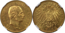 Deutsche Münzen und Medaillen ab 1871, REICHSGOLDMÜNZEN, Sachsen, Friedrich August III. (1902-1918). 10 Mark 1906 E, Muldenhütten. Gold. Jaeger 267. N...