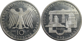 Deutsche Münzen und Medaillen ab 1945, BUNDESREPUBLIK DEUTSCHLAND. 1000 Jahre Potsdam. 10 Mark 1993. 15,50 g. 0.625 Silber. 0.31 OZ. KM 180. Jaeger 45...