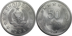 Europäische Münzen und Medaillen, Albanien / Albania. 50 Qindarka 1964. Aluminium. KM 42. Stempelglanz