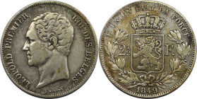 Europäische Münzen und Medaillen, Belgien / Belgium. Leopold I. 2 1/2 Francs 1849, Silber. KM 11. Sehr schön