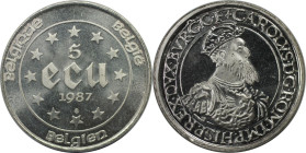 Europäische Münzen und Medaillen, Belgien / Belgium. Karl V. 5 Ecu 1987. 22,85 g. 0.833 Silber. 0.61 OZ. KM 166. Stempelglanz