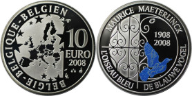 Europäische Münzen und Medaillen, Belgien / Belgium. Maurice Maeterlinck – Der blaue Vogel. 10 Euro 2008. 18,75 g. 0.925 Silber. 0.55 OZ. KM 266. Poli...