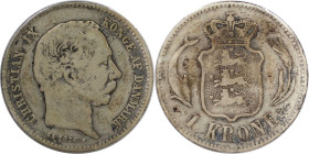 Europäische Münzen und Medaillen, Dänemark / Denmark. Christian IX. (1873-1906). 1 Krone 1876 CS. Silber. KM 797. Schön-sehr schön