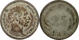 Europäische Münzen und Medaillen, Dänemark / Denmark. DÄNEMARK KÖNIGREICH. Christian IX (1863-1906). 25 Öre 1905 VBP, Kopenhagen. Münzmeister Vilhelm ...