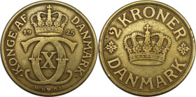 Europäische Münzen und Medaillen, Dänemark / Denmark. Christian X. 2 Kroner 1925. Aluminium-Bronze. KM 825. Sehr schön