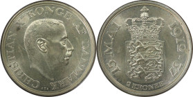 Europäische Münzen und Medaillen, Dänemark / Denmark. Christian X. 25. Jahrestag der Herrschaft. 2 Kroner 1937. 15,0 g. 0.800 Silber. 0.39 OZ. KM 830....