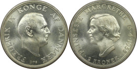 Europäische Münzen und Medaillen, Dänemark / Denmark. Frederik IX. (1947-1972). 18. Geburtstag Prinzessin Margarehte. 2 Kroner 1958. 15,0 g. 0.800 Sil...