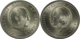 Europäische Münzen und Medaillen, Dänemark / Denmark. Frederik IX. Hochzeit von Prinzessin Benedikte. 10 Kroner 1968. 20,40 g. 0.800 Silber. 0.52 OZ. ...
