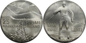 Europäische Münzen und Medaillen, Finnland / Finland. Winterspiele in Lahti. 25 Markkaa 1978. 26,30 g. 0.500 Silber. 0.42 OZ. KM 56. Fast Stempelglanz...