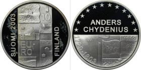 Europäische Münzen und Medaillen, Finnland / Finland. 200. Todestag von Anders Chydenius. 10 Euro 2003. 27,40 g. 0.925 Silber. 0.81 OZ. KM 110. Polier...