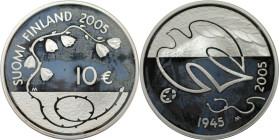 Europäische Münzen und Medaillen, Finnland / Finland. 60 Jahre Friede und Freiheit. 10 Euro 2005. 25,50 g. 0.925 Silber. KM 120. Polierte Platte, mit ...