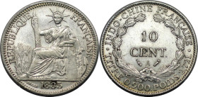 Europäische Münzen und Medaillen, Frankreich / France. Französisch-Indochina. 10 Cents 1885 A. Silber. KM 2. Vorzüglich
