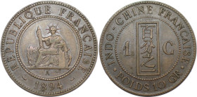 Europäische Münzen und Medaillen, Frankreich / France. Französisch-Indochina. 1 Centime 1894 A. Bronze. KM 1. Vorzüglich