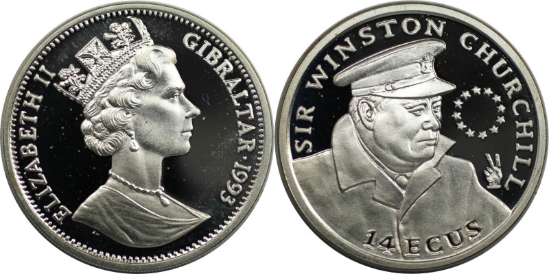 Europäische Münzen und Medaillen, Gibraltar. Sir Winston Churchill. 14 Ecus 1993...