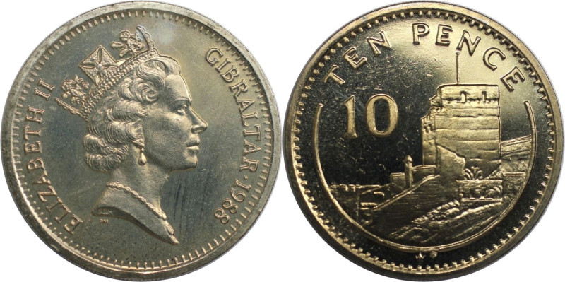 Europäische Münzen und Medaillen, Gibraltar. Elizabeth II. 10 Pence 1988 AB. Kup...