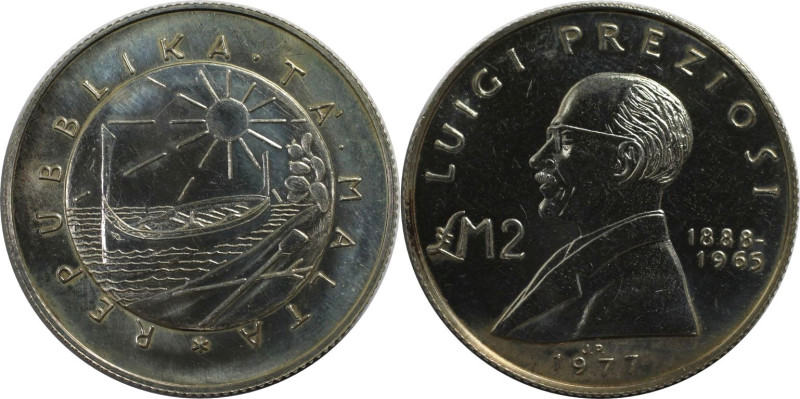 Europäische Münzen und Medaillen, Malta. Luigi Preziosi. 2 Pounds 1977. 11,31 g....