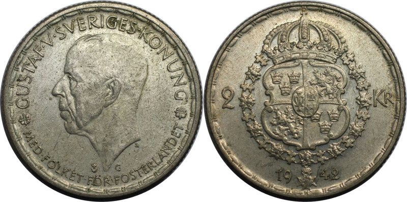 Europäische Münzen und Medaillen, Schweden / Sweden. Gustav V. (1908-1950). 2 Kr...